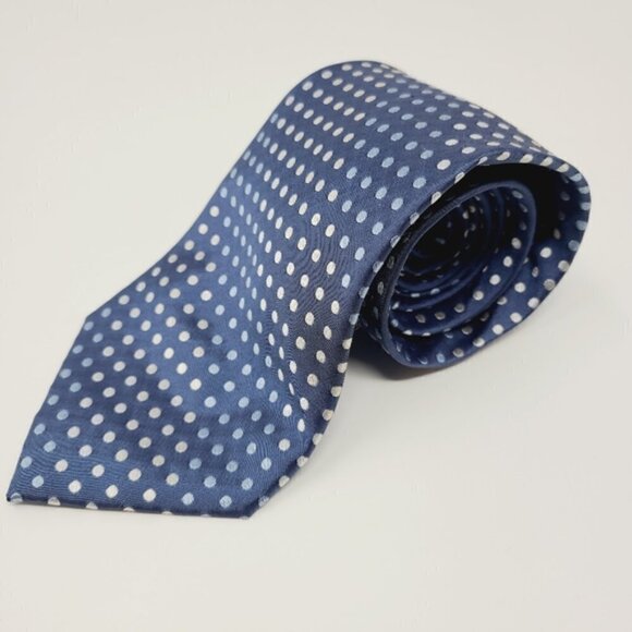 Crestview | Blue/White Polka Dot Silk Handmade Tie - Picture 6 of 11
